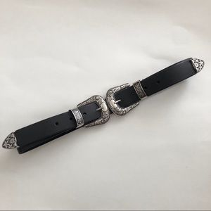 asos DOUBLE BUCKLE BELT, size S, in Black/Silver